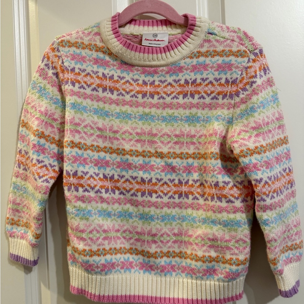 Hanna Andersson pastel cotton sweater.